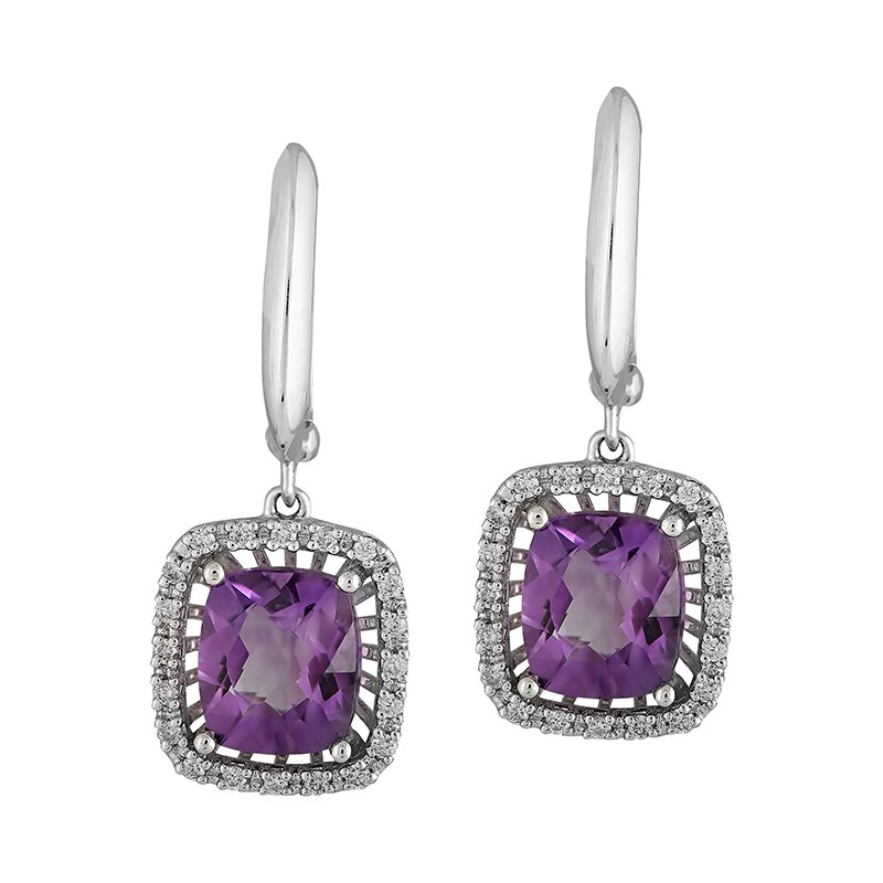 Cercei Deruvo Aur 18k Diamante, Ametiste E23312-W