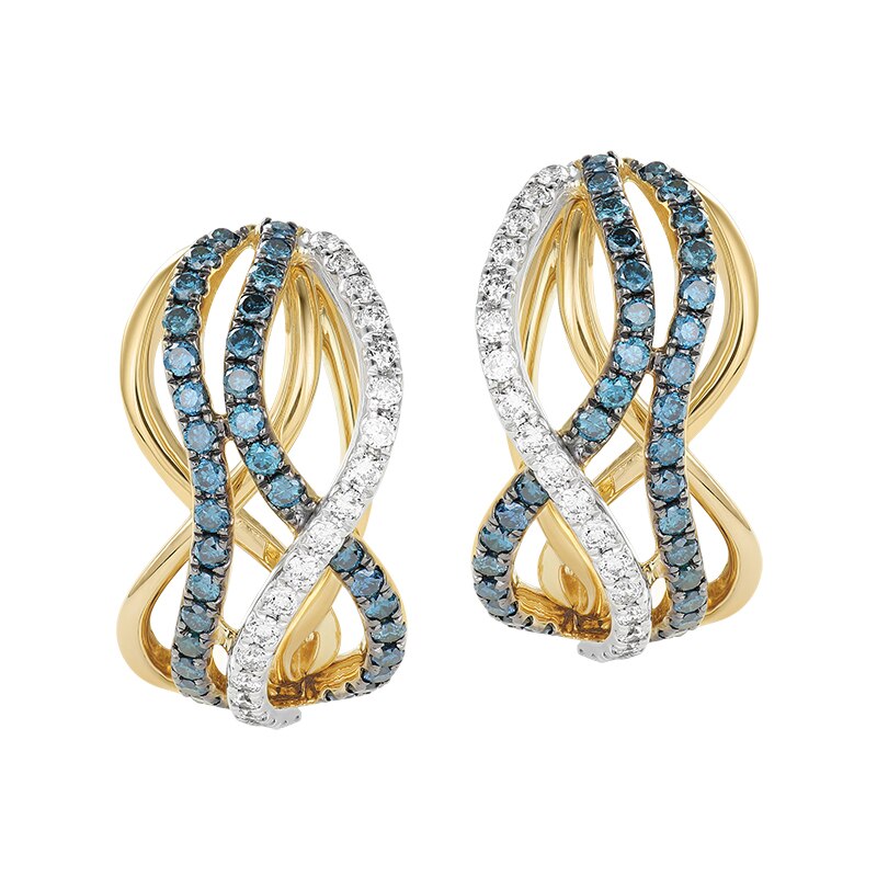 Cercei Deruvo Aur 18k Diamante, Diamante Albastre E28888R-BLDDY