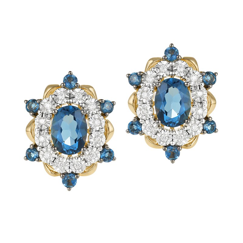 Cercei Deruvo Aur 18k Diamante, London Blue Topaz E30978-YW