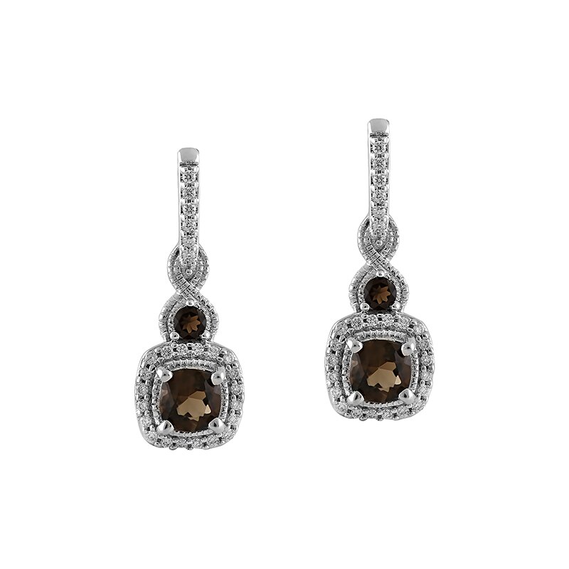 Cercei Deruvo Aur 18k Diamante, Quartz Fumuriu ECEF00257-SQDW