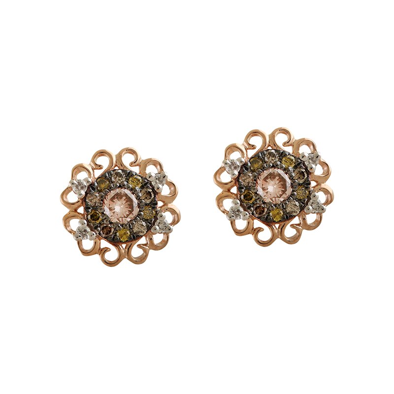 Cercei Deruvo Aur 18k Diamante, Diamante Galbene, Diamante Maro E32835P-R