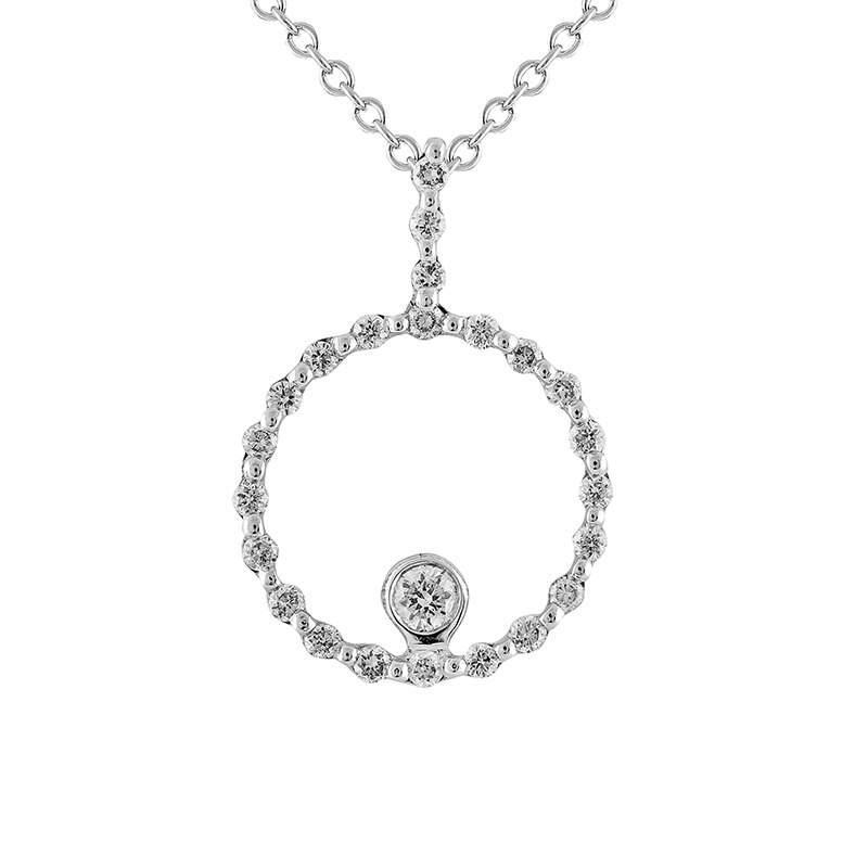 Pandantiv cu Lant Blanco's Aur 18k Diamante, Ajustabil 40-45 P1378DWN-W