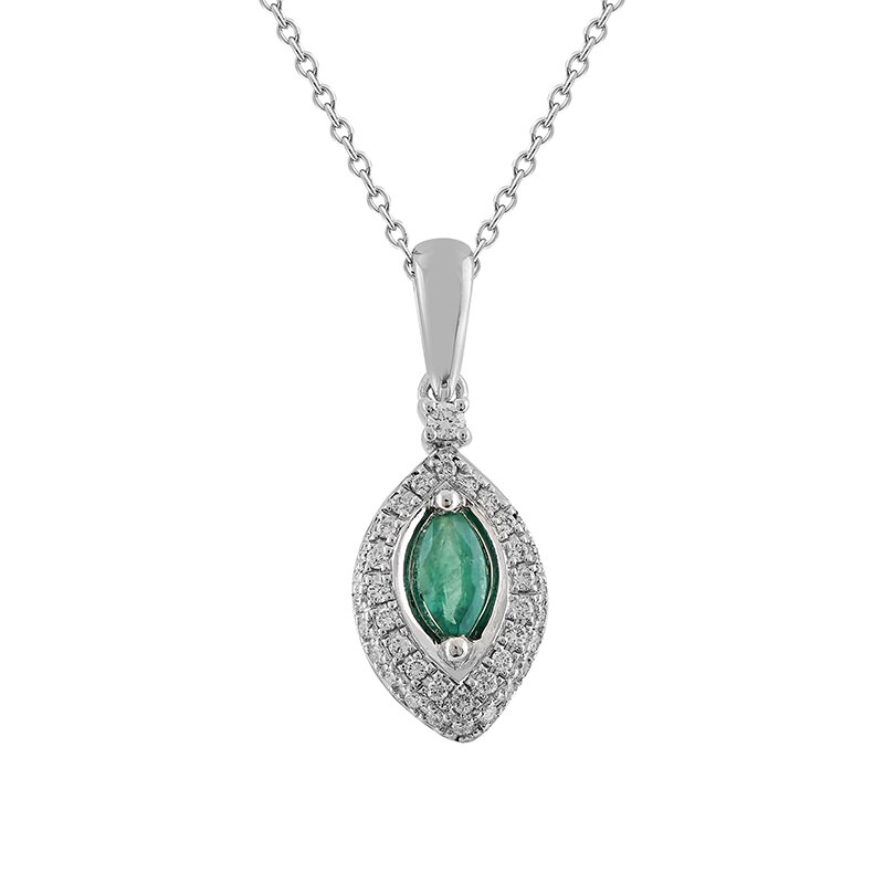 Pandantiv cu Lant Deruvo Aur 18k Diamante, Smarald, Ajustabil 40-45 P2479345EWN-W