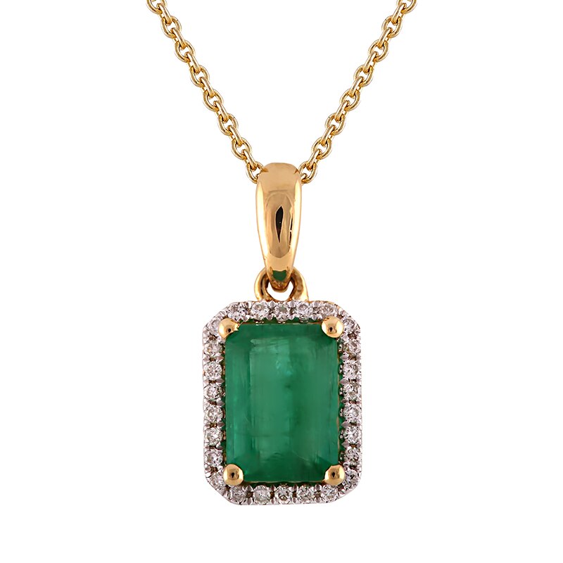 Pandantiv cu Lant Deruvo Aur 18k Diamante, Smarald, Ajustabil 40-45 P29000-Y