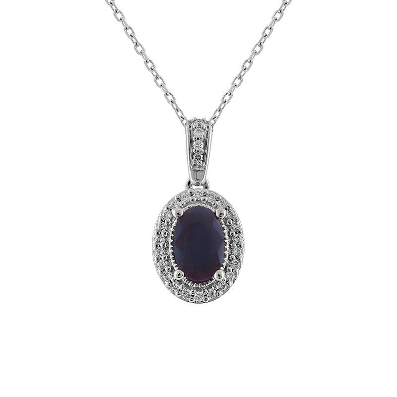 Pandantiv cu Lant Deruvo Aur 18k Diamante, Safir, Ajustabil 40-45 PCPF00241-SADW