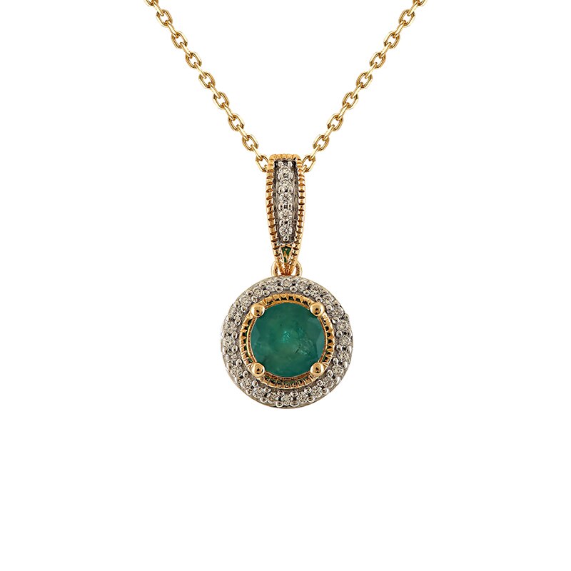 Pandantiv cu Lant Deruvo Aur 18k Diamante, Smarald, Ajustabil 40-45 PCPF00176-EMDY