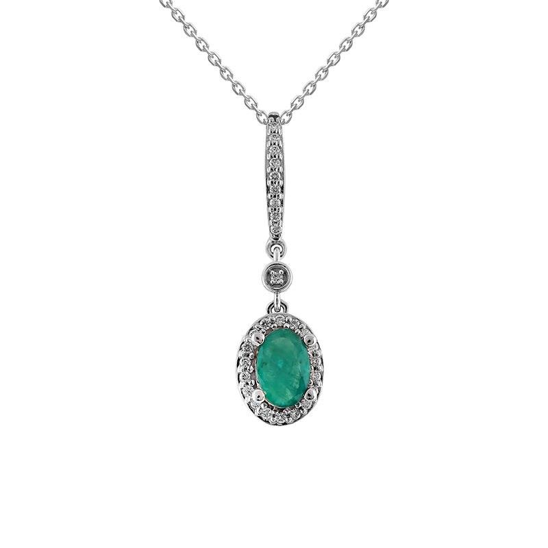 Pandantiv cu Lant Deruvo Aur 18k Diamante, Smarald, Ajustabil 40-45 PCPF00119-EMDW