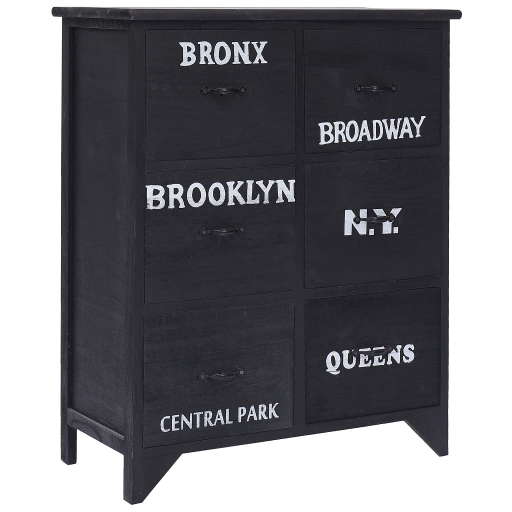 Comoda cu sertare, vidaXL, 60 x 30 x 75 cm, Negru, Lemn si MDF