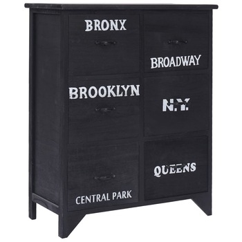 Comoda cu sertare, vidaXL, 60 x 30 x 75 cm, Negru, Lemn si MDF Comoda cu sertare, vidaXL, 60 x 30 x 75 cm, Negru, Lemn si MDF