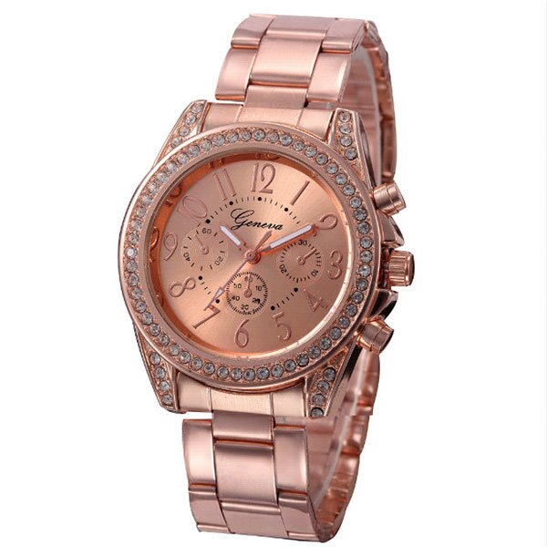 Ceas Geneva Dama Quartz Casual Elegant Rose, PN999671RE, curea din metal (zale), afisaj Analog