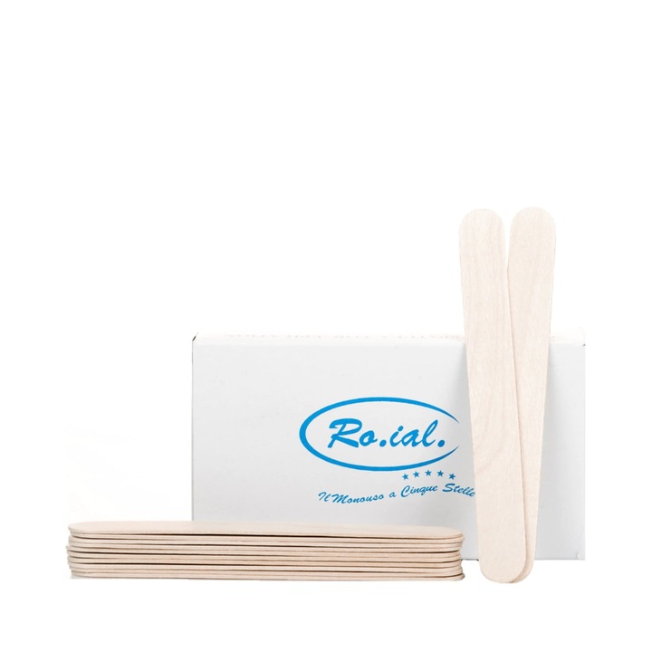 Spatula din lemn pentru aplicat ceara de epilat Roial, 100Buc