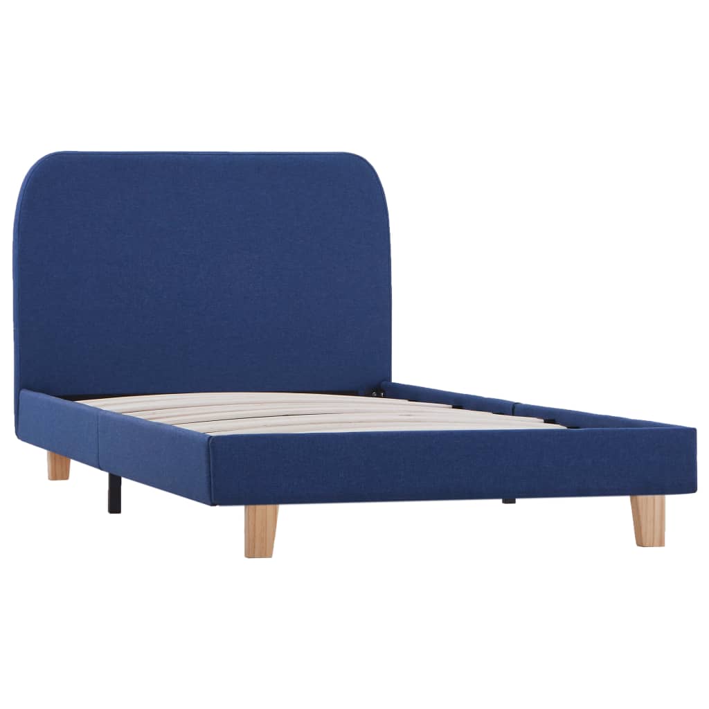 Cadru de pat o persoana, vidaXL, Textil-Lemn, 90 x 200cm, Albastru