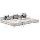 Canapea puf modulara cu 3 locuri vidaXL, gri deschis, material textil, 38.3 Kg