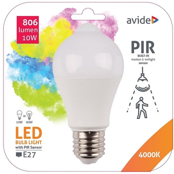 Bec Avide Smart LED Bec A60 10W NW 4000K cu senzor PIR Bec Avide Smart LED Bec A60 10W NW 4000K cu senzor PIR