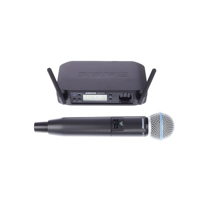 Set Microfon Wireless, Shure, GLXD24E/B58-Z2, receptorul GLXD4. transmitatorul de mana GLXD2