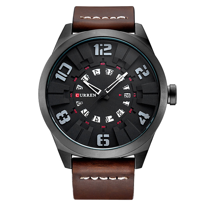Ceas Curren Barbatesc Quartz Casual Elegant Maro, PN999960MO, curea din piele, afisaj Analog