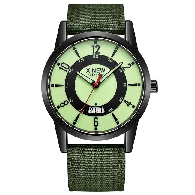 Ceas XINEW Barbatesc Quartz Casual Elegant Verde-mint, PN999488VMT, curea din textil, afisaj Analog