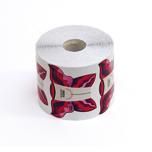 Rola cu 500 de sabloane pentru constructie unghii, MoonbasaNails, 015, Model fluture, Roz