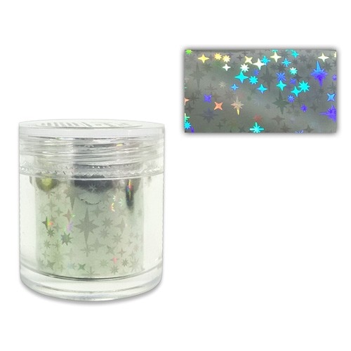 Folie transfer 22 MoonbasaNails, Argintiu cu stele