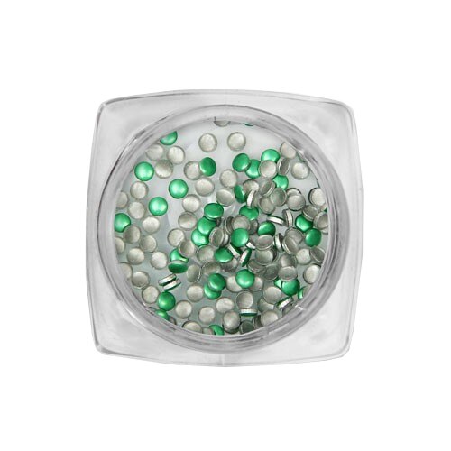 Stras circular Netkosar, 100 bucati, 15-13, Verde metalizat