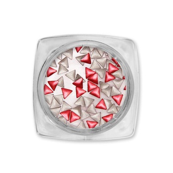 Set 50 strasuri triunghiulare pentru unghii, 3-30-52, Rosu metalic Set 50 strasuri triunghiulare pentru unghii, 3-30-52, Rosu metalic