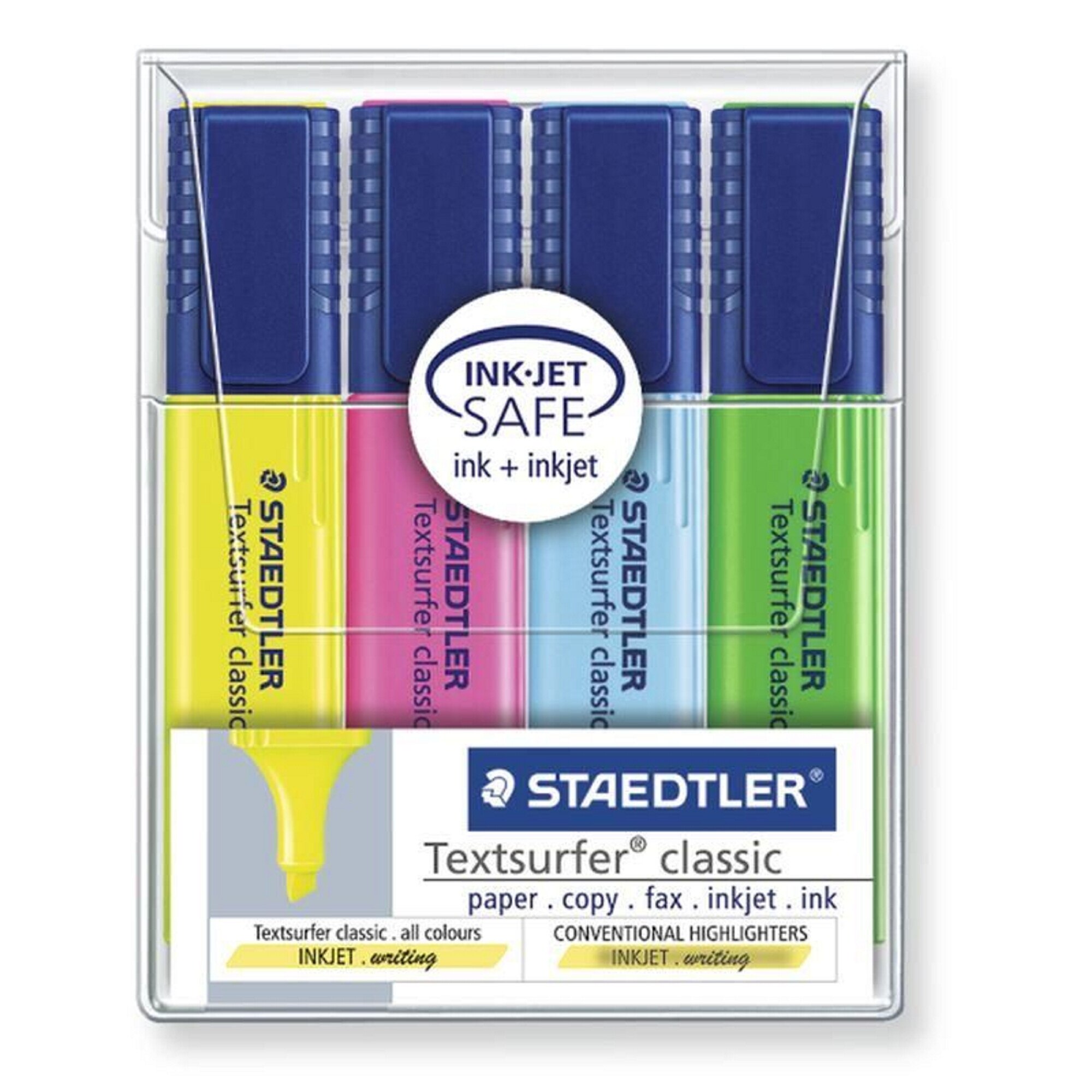 Set text marker Staedtler varf tesit 1-5mm CLASSIC 4culori/set ST-364-WP4