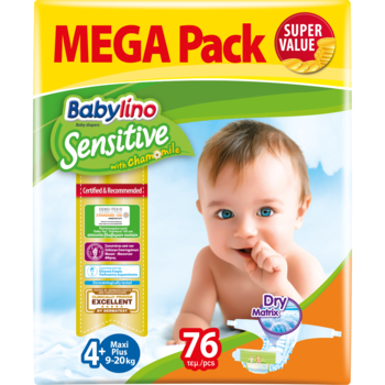 Scutece Babylino Sensitive Megapack Maxi 4+, 76 buc Scutece Babylino Sensitive Megapack Maxi 4+, 76 buc
