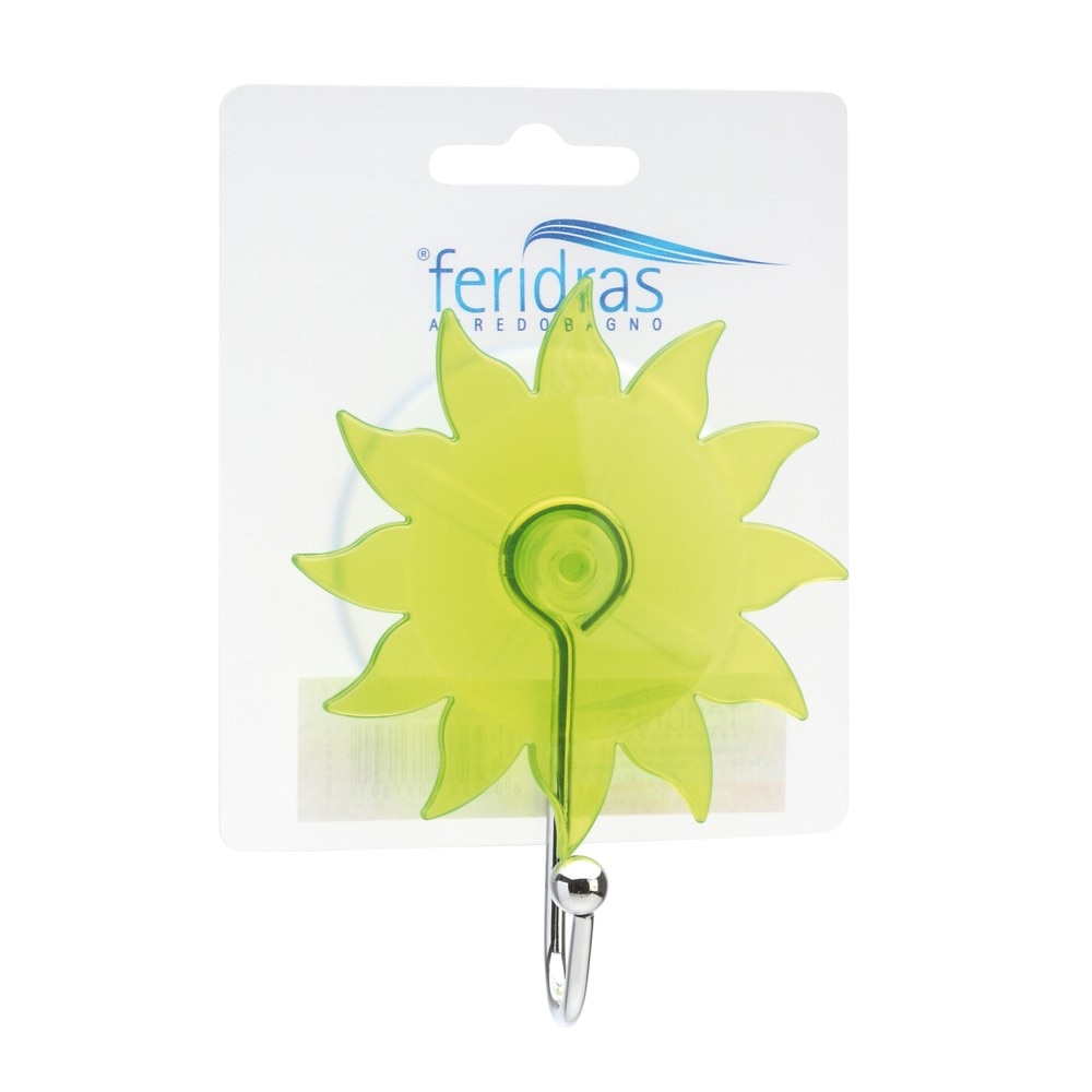 Cuier cu ventuza si agatatoare pentru prosop, Soare, verde