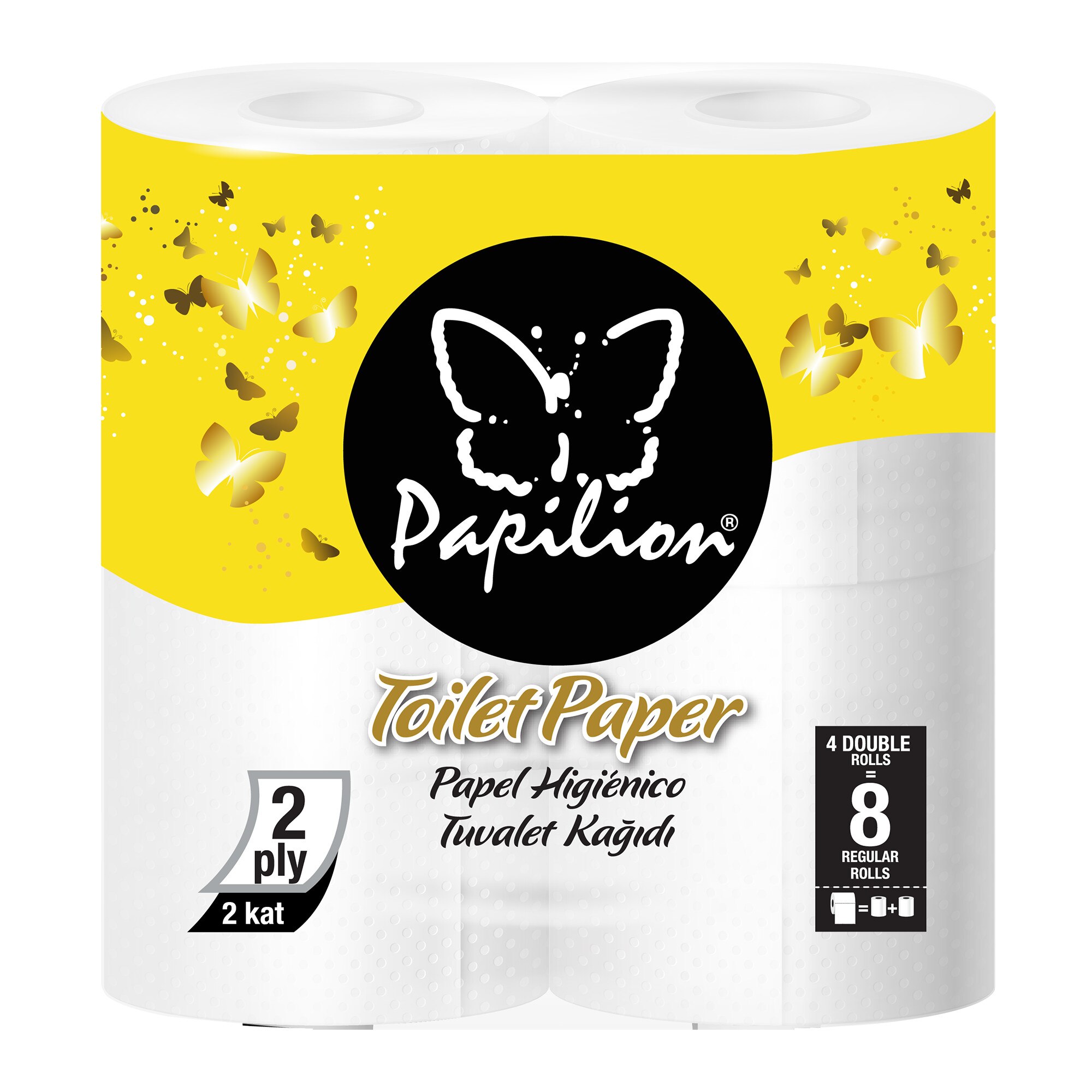 Hartie Igienica Papilion Premium Double Rolls, 2 straturi, 4 role x 240 foi