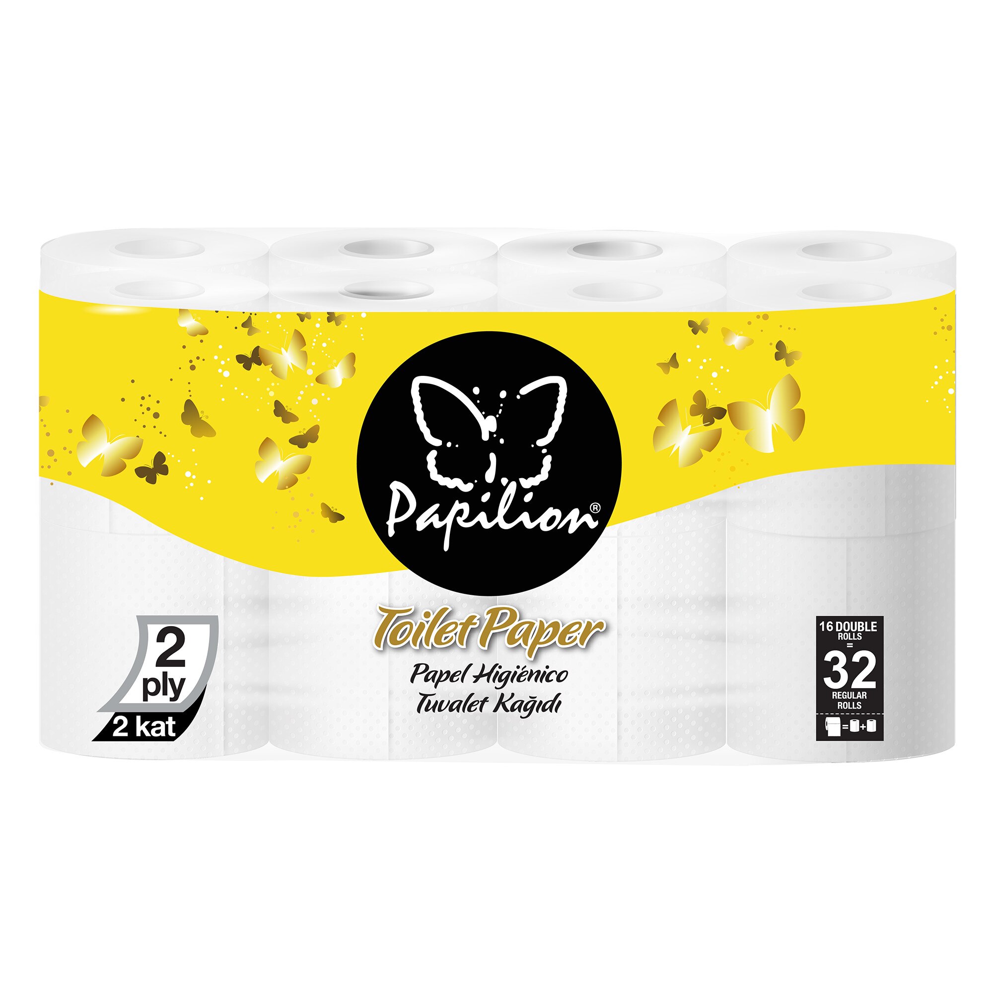 Hartie Igienica Papilion Premium Double Rolls, 2 straturi, 16 role x 240 foi