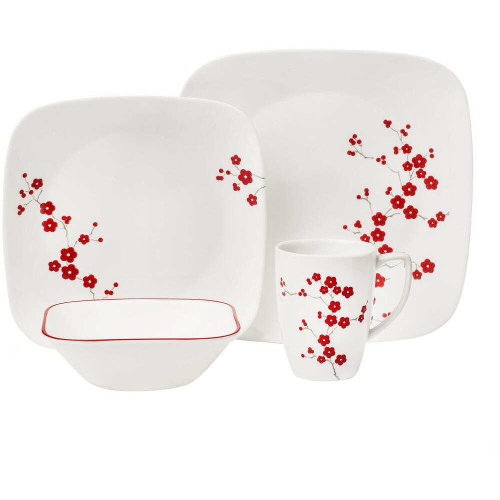 Set farfurii si cani, 16 piese, Hanami Garden, Corelle