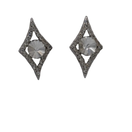 Cercei scurti cu strasuri fine si pietre semipretioase, D&J Exclusive, argintiu