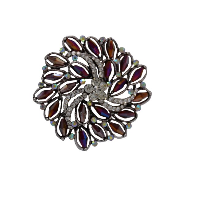 Brosa chic, rotunda, cu margele colorate si strasuri cristaline,D&J Exclussive,multicolor