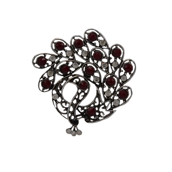 Brosa rafinata ,forma de paun,strasuri albe ,D&J Exclussive,marsala