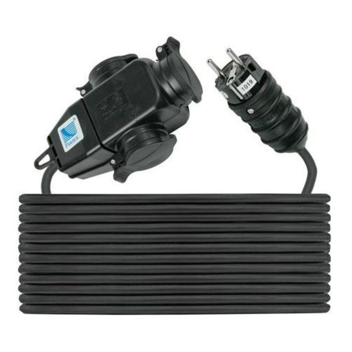 Удължителен кабел, Elgotech, PVC, С щепсел, 10 м, черен