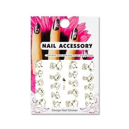 Ornamente autocolante cu efect de acrilic, MoonbasaNails Y-064, Snoopy, Auriu
