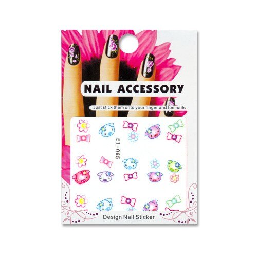 Tatuaj sticker cu efect acrilic pentru decor unghii E1-065, MoonbasaNails, Multicolor