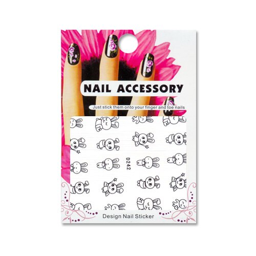 Tatuaj sticker cu efect acrilic pentru decor unghii D242, MoonbasaNails, Multicolor
