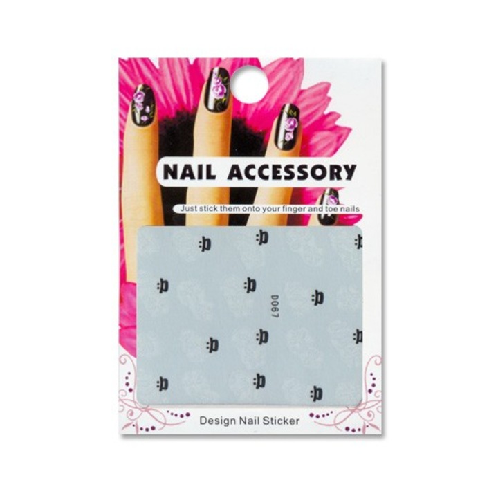 Tatuaj sticker cu efect acrilic pentru decor unghii D067, MoonbasaNails, Multicolor