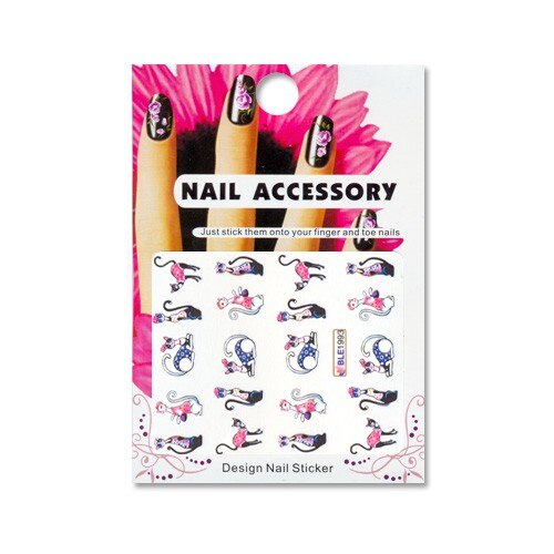 Tatuaj sticker cu efect acrilic pentru decor unghii BLE-1993, MoonbasaNails, Multicolor