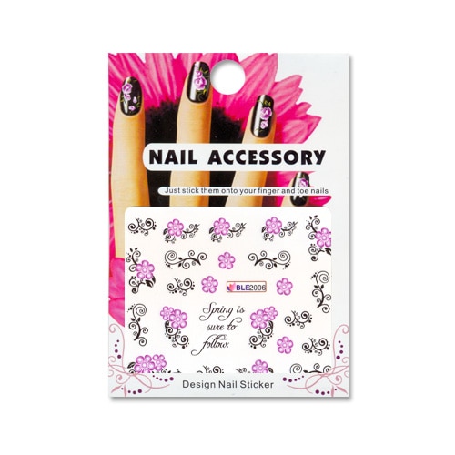 Tatuaj sticker cu efect acrilic pentru decor unghii BLE-2006, MoonbasaNails, Multicolor