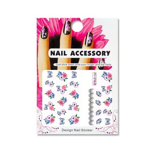 Tatuaj sticker cu efect acrilic pentru decor unghii BLE1784, MoonbasaNails, Multicolor