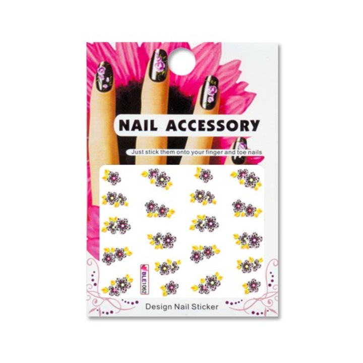 Tatuaj sticker cu efect acrilic BLE-1062, MoonbasaNails, Multicolor