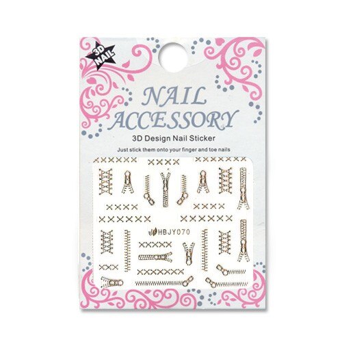 Ornamente autocolante 3D cu efect acrilic MoonbasaNails, HBJY070, Auriu