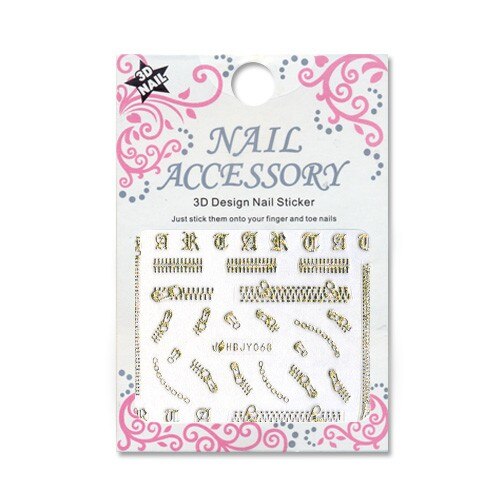 Ornamente autocolante 3D cu efect acrilic MoonbasaNails, HBJY068, Auriu