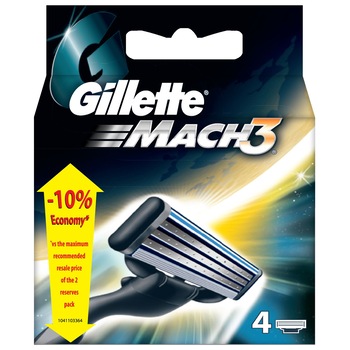 Rezerve pentru aparat de ras Gillette Mach3, 4 bucati Rezerve pentru aparat de ras Gillette Mach3, 4 bucati