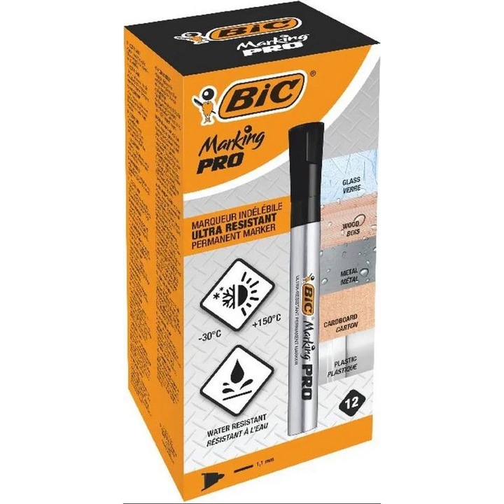 Комплект от 12 маркера, Bic, черен