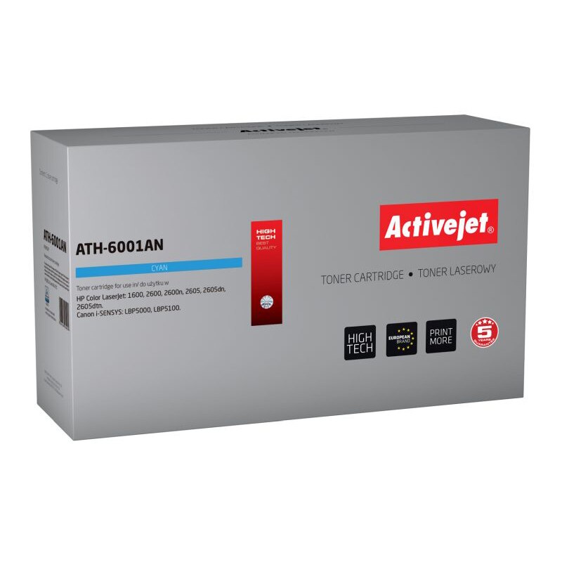 Cartus toner compatibil CRG-707C Cyan pentru Canon, 2000 pagini, Premium Activejet, Garantie 5 ani