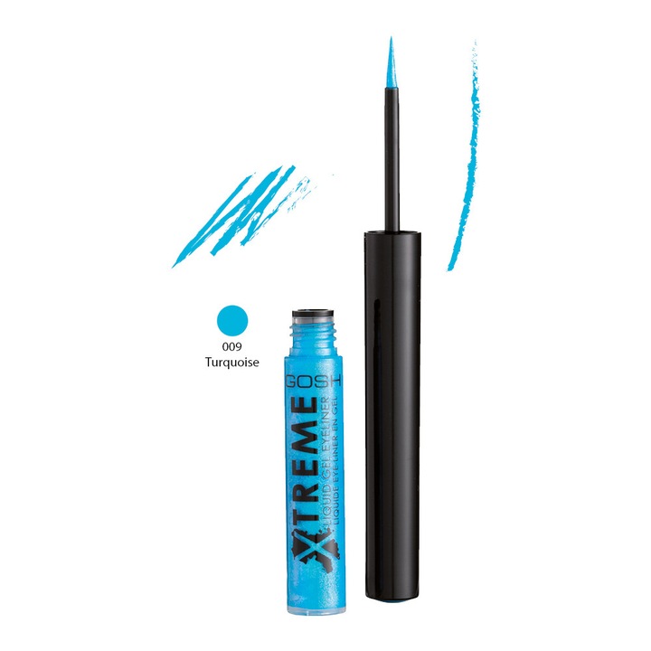 Течна очна линия Gosh XTREME LIQUID GEL EYE LINER водоустойчива, не се размазва 009 TURQUOISE / тюркоаз