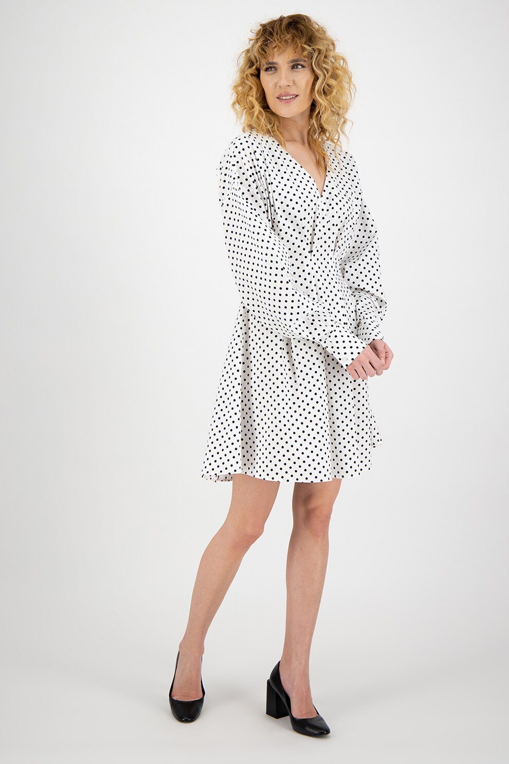 Silvian Heach Collection, Rochie midi evazata Durgol, Alb/Negru, XS